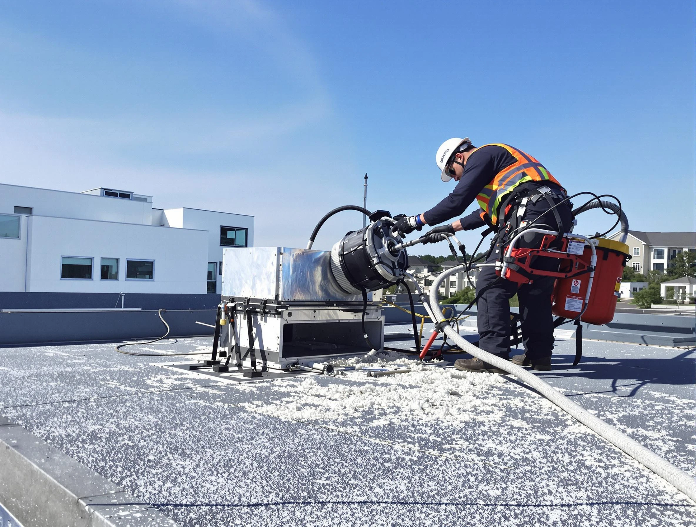 Cleaning Dryer Vent On Roof in Riverdale